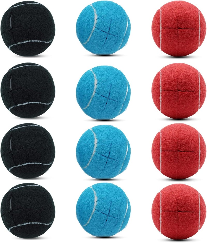 Magicorange 12 PCS Precut Walker Tennis Balls for Walker/Furniture Legs Floor Protection, Heavy Duty Long Lasting Felt Pad Glide Coverings (Black+Red+Light Blue) - Image 1